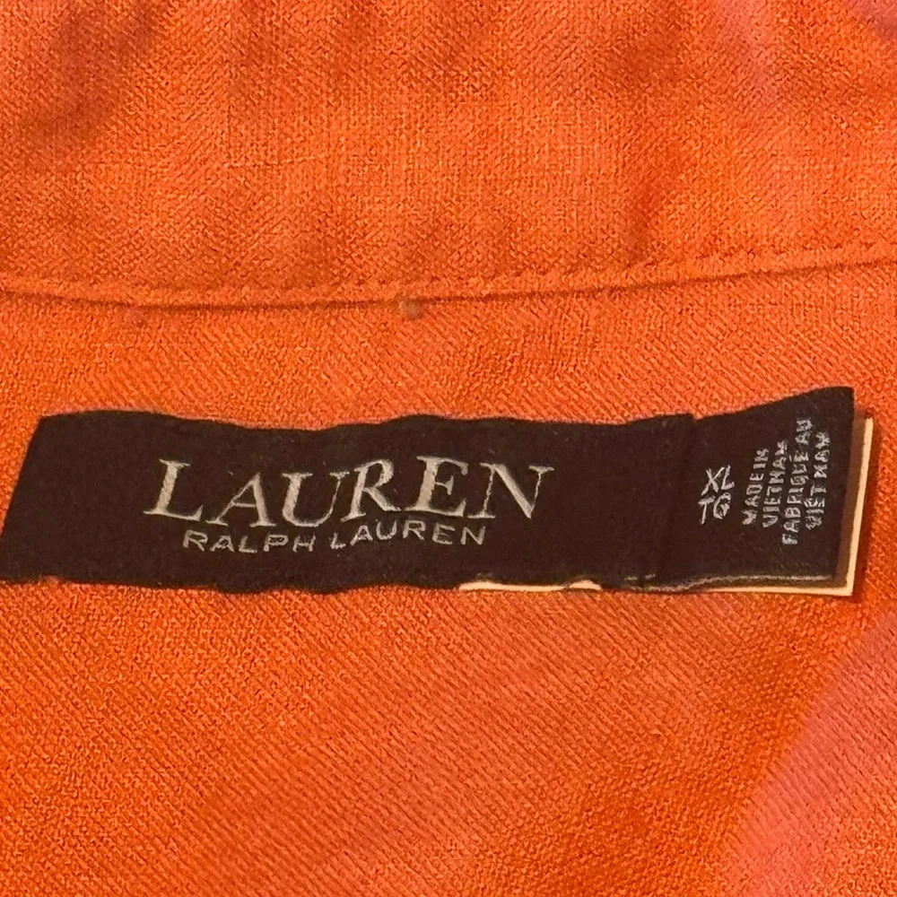 RALPH LAUREN Black Label Women 2x Orange Linen‎ Dolman-Sleeve Top Size
